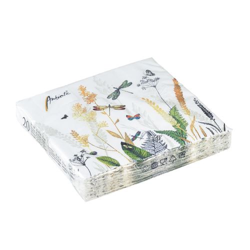 Floristik24 Servietter Sommerhvit Motiv Eng Farget 25x25cm 20 stk