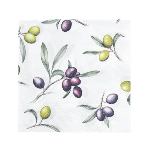 gjenstander Servietter borddekorasjon sommer olivengrønn lilla 25x25cm 20stk