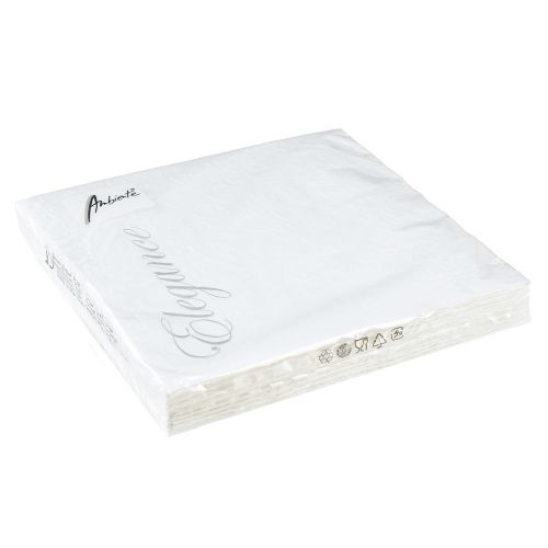 gjenstander Servietter Hvit borddekorasjon Preget mønster 33x33cm 15 stk.