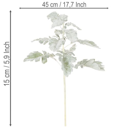 Kunstig Senecio-gren, sølvblad, intrikat utformet, 45 cm, 3 stk. | Floristik24.no