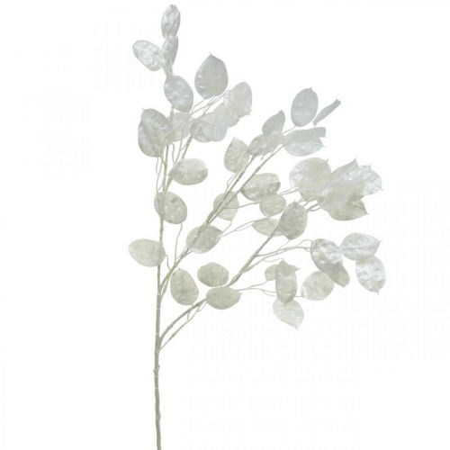 Dekorativ gren sølv blad hvit Lunaria gren kunstig gren 70cm