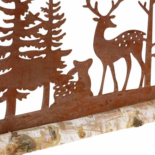 gjenstander Skogssilhuett med rustikke dyr på en trebunn 57cm x 25cm