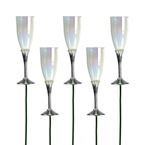 gjenstander Nyttårsaften dekorasjon champagne glass plugg sølv 7,5cm L27cm 12stk