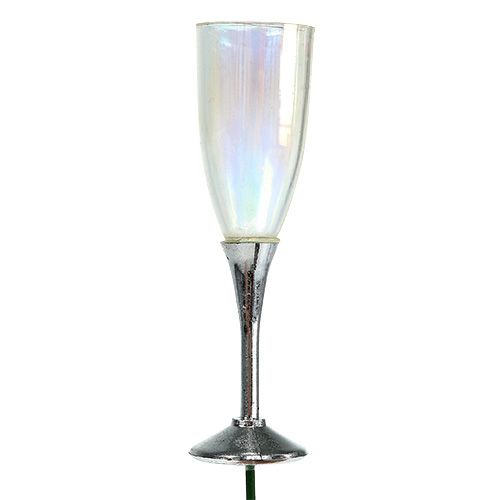 gjenstander Nyttårsaften dekorasjon champagne glass plugg sølv 7,5cm L27cm 12stk