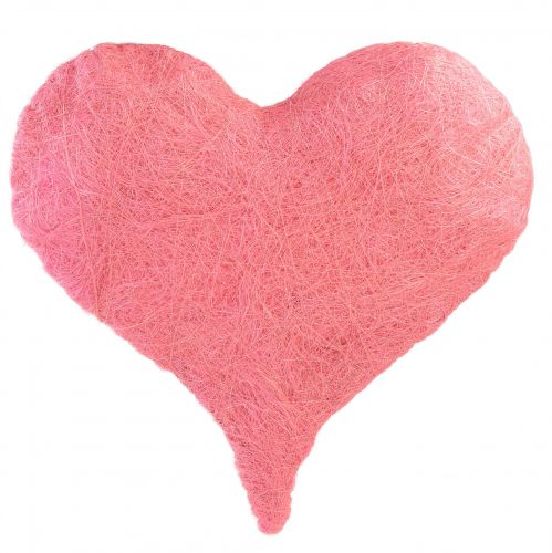 Hjertedekor med sisalfibre lys rosa sisalhjerte 40x40cm