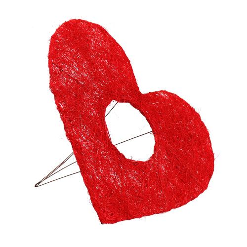 gjenstander Sisal hjertemansjett 20cm rødt hjerte sisal blomsterdekorasjon 10 stk