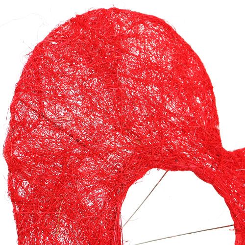 Sisal hjerte mansjett 25cm rød 10stk