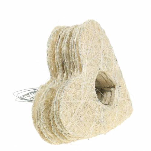 Floristik24 Sisal mansjett hjerte bleket 16cm 10 stk