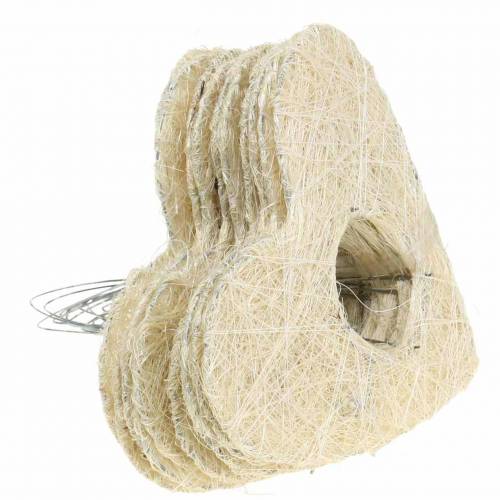 Floristik24 Sisal ermet hjerte bleket 25,5cm 10stk