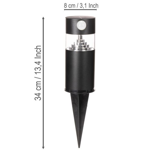 Solcelledrevet hagelampe med bevegelsessensor, LED, 34 cm | Floristik24.no