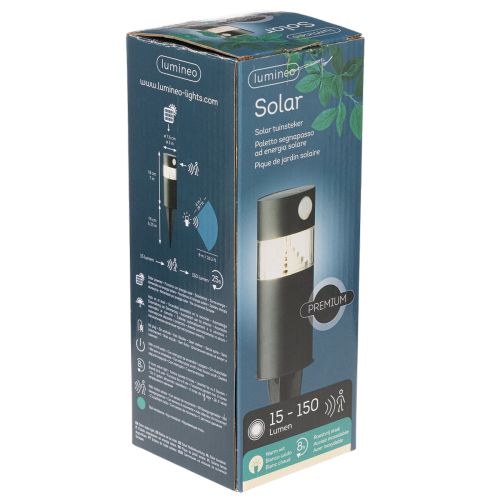 Solcelledrevet hagelampe med bevegelsessensor, LED, 34 cm | Floristik24.no