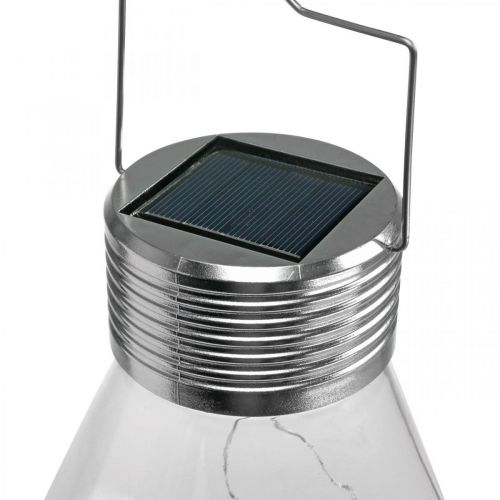 Floristik24 Diamant Solar Lampe Balkong Lanterne LED Lys Hage Dekorasjon Varm Hvit H31cm Ø22cm