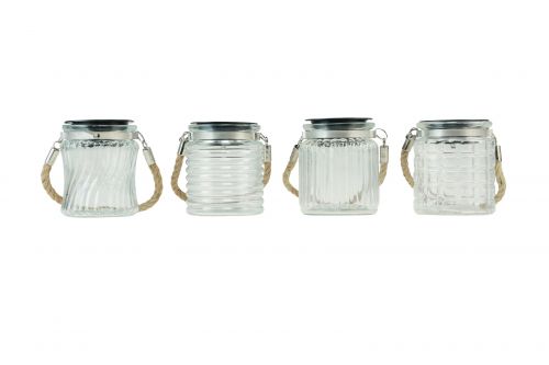 Solar lys solar glass hengelampe balkong Ø7,5cm H9cm 4stk