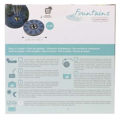 gjenstander Solcelledrevet pumpe for hagedammer, flytende dekorativ vannfunksjon med LED, 16 cm