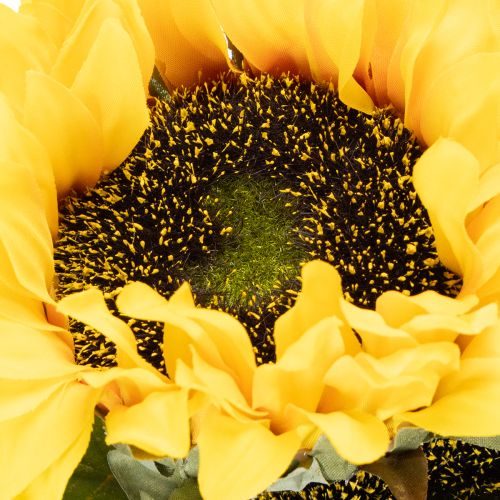 Kunstig solsikke med realistiske blader og blomster, 58 cm, 3 stk. | Floristik24.no