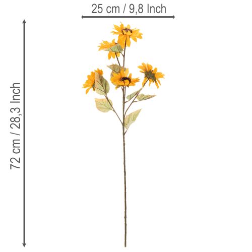 Kunstig solsikkeblomst, naturtro dekorasjon, 72 cm, 2 stk. | Floristik24.no