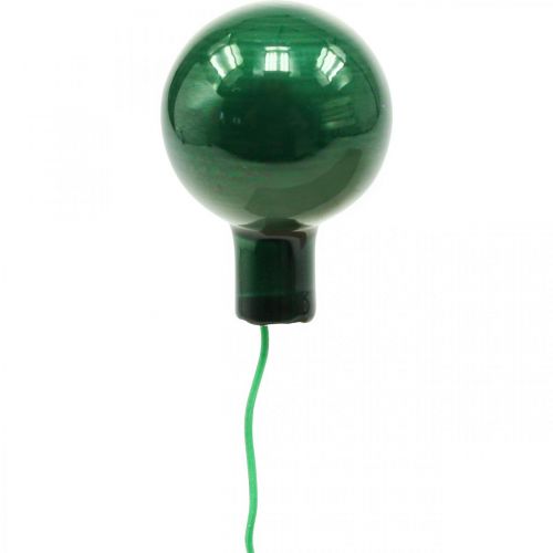 gjenstander Mini julekuler på wire Ø25mm glass grønn 140p