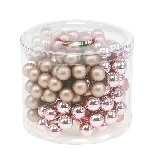 Floristik24 Speilbær krem-rosa blanding 15mm 140p