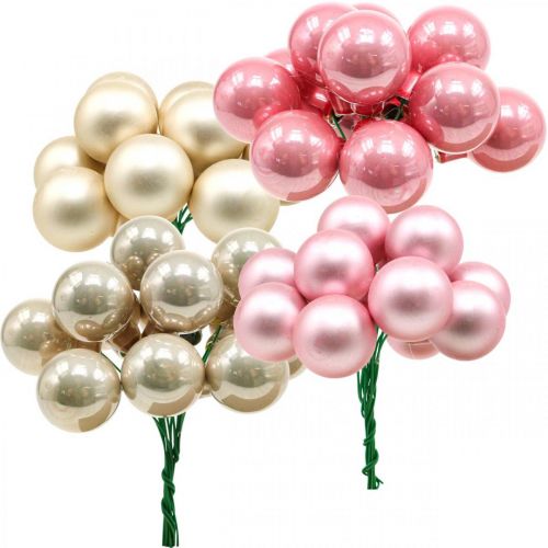 Floristik24 Mini julekuler på trådglass Ø25mm rosa 140 stk