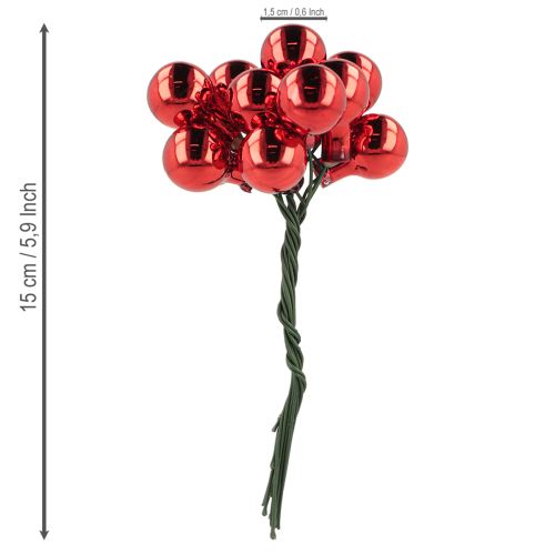 gjenstander Speilbær Røde Matte, Blanke Ø1,5 cm 140 stk