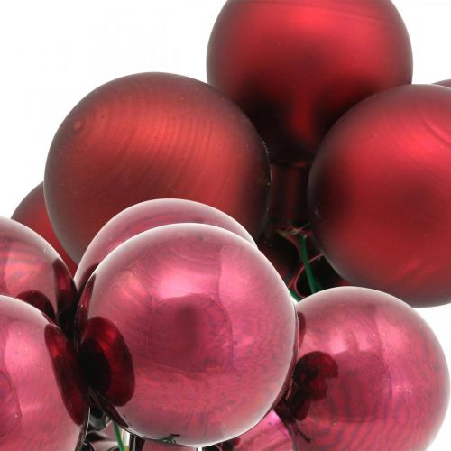gjenstander Mini julekule rød, rosa glass speilbær Ø40mm 32stk