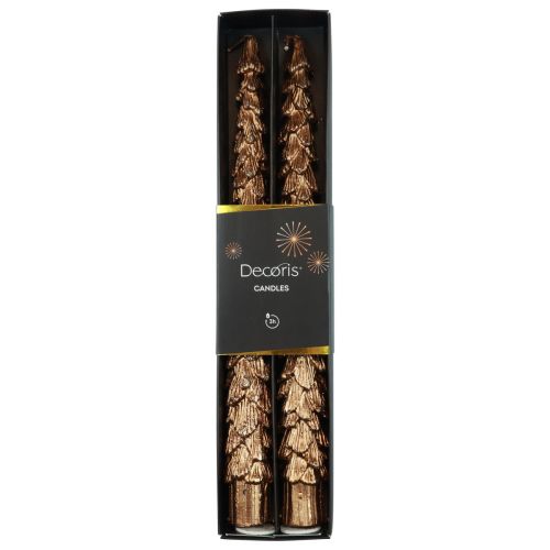 Floristik24 Taper Candles Brune Metallic Candles Julelys 25cm 2stk