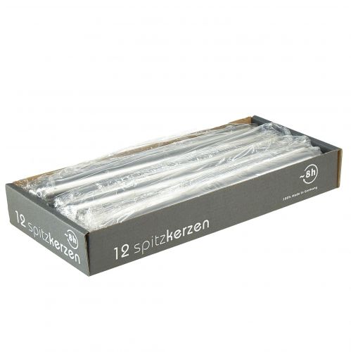 Floristik24 Koniske lys sølv 250/23 12stk