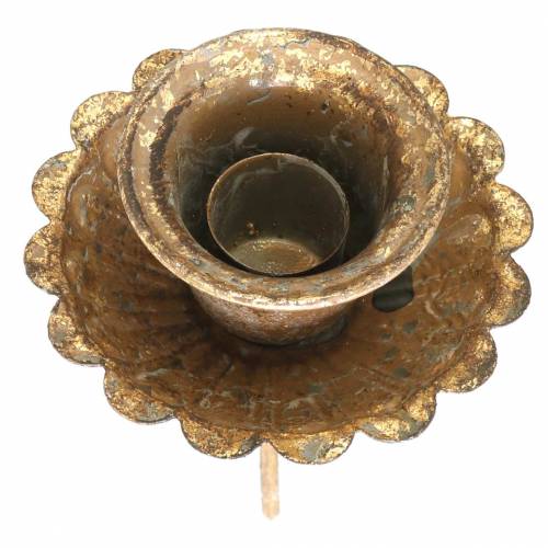 Floristik24 Avsmalnende lysestake for å feste antikk stil gylden Ø8,5cm 4stk