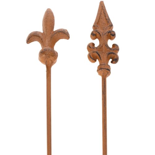 Hagepike rustikk dekorasjon liljelanse i antikk design for utendørs bruk 60 cm 2 stk