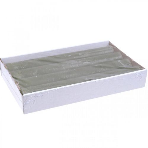 Floristik24 Ensfargede lys olivengrønne pinnelys 34×240mm 4 stk