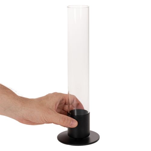 Konisk lysestake med glassylinder. Enkel og tidløs. 31 cm | Floristik24.no