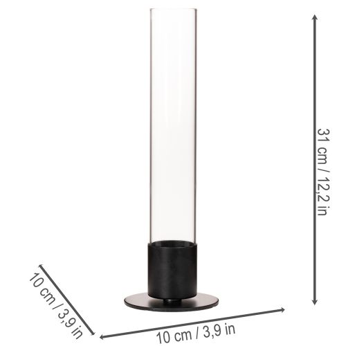 Konisk lysestake med glassylinder. Enkel og tidløs. 31 cm | Floristik24.no
