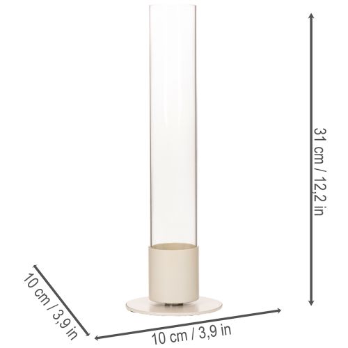 Moderne konisk lysestake med glassylinder og base, 31 cm | Floristik24.no