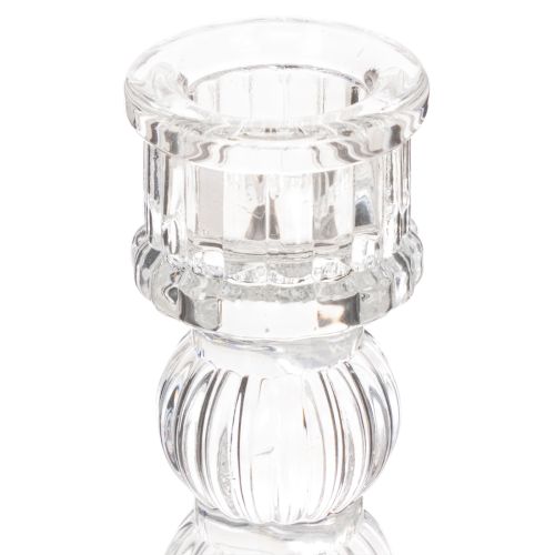 Gjennomsiktig lysestake, klassisk design, borddekorasjon, 12 cm, 2 stk. | Floristik24.no