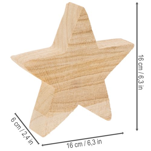 Rustikk stjernelysholder i tre for spisslys, 16 cm | Floristik24.no