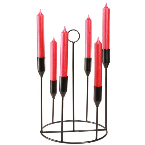 gjenstander Metalllysestake for 6 lys, svart, Ø20 cm, H31 cm