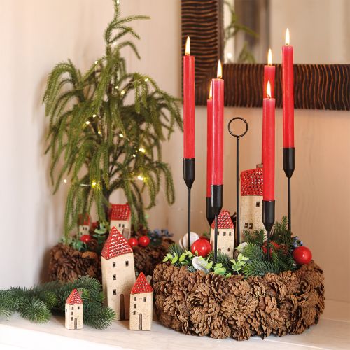 Floristik24 Metalllysestake for 6 lys, svart, Ø20 cm, H31 cm