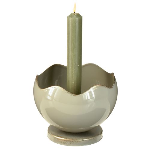 gjenstander Konisk lysestake i metall, grågull, H9,5 cm