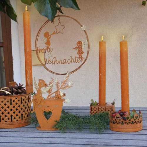 Floristik24 Metalllysestake, lysestake kronrust Ø8,5cm 4stk