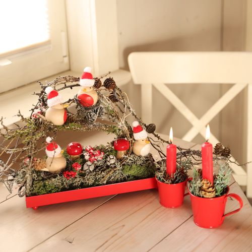 Floristik24 Metalllysestakekopp rød H6cm 6 stk