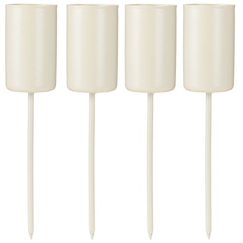 Metalllysestake på stang, beige, H11 cm, 4 stk. | Floristik24.no