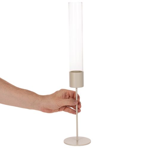 Lysestake med glassylinder på metallbase 50 cm | Floristik24.no