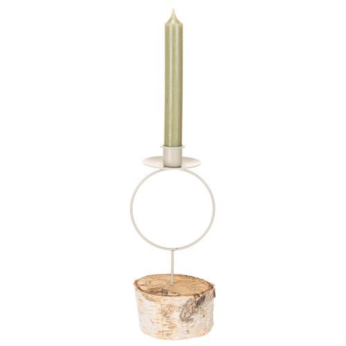 Lysestake med bjørkefot og metallring, 20 cm | Floristik24.no