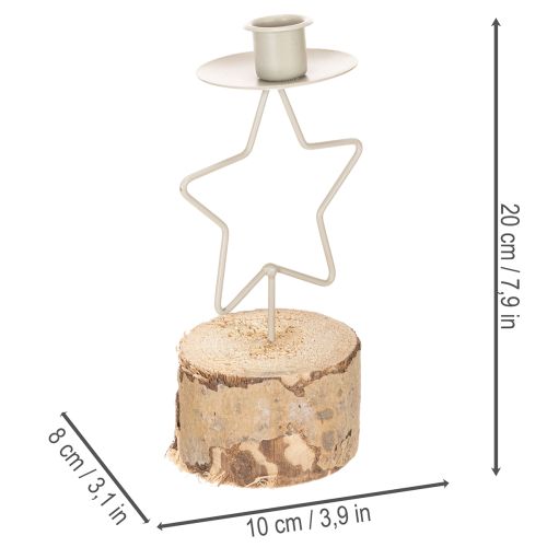 Stjerneformet lysestake med trebase for et 20 cm lys | Floristik24.no