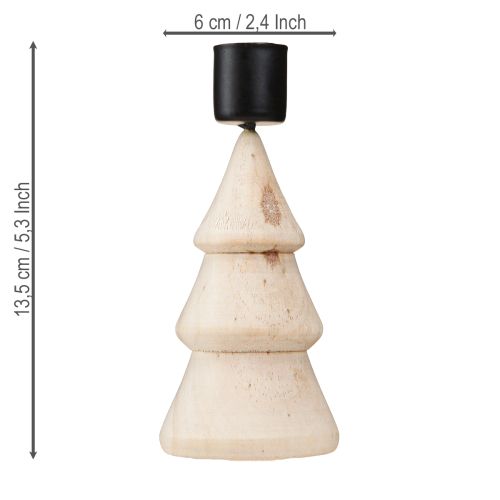 gjenstander Lysestake juletrepynt i tre naturlig H13cm 4 stk