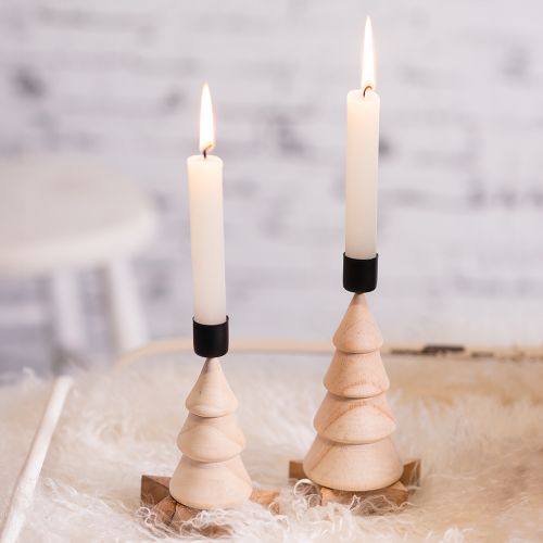 Floristik24 Lysestake juletrepynt i tre naturlig H13cm 4 stk