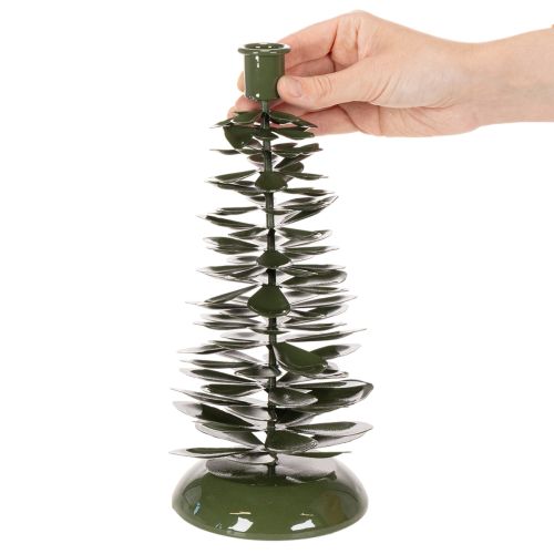 Lysestake juletre grønn metalldekorasjon 28cm | Floristik24.no