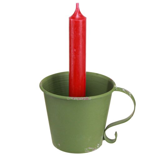 gjenstander Pinnelysestake vintage kopp metalldekor grønn Ø9,5cm H8cm 3stk