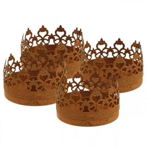 Floristik24 Metalllysestake, lysestake kronrust Ø8,5cm 4stk