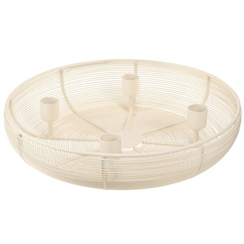 Floristik24 Lysestake for 4 lys, lysskål kremfarget Ø29cm